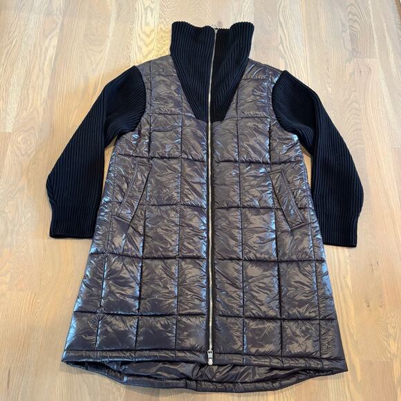 Varley Mayten Knit Puffer Jacket Long Winter Coat Black Womens Size Large - Picture 12 of 12